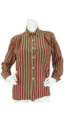 1970s Iconic Colours Striped Silk Blouse