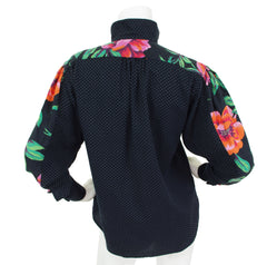 1980s Floral Accent Wool Blouse