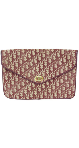 1970s Burgundy Monogram Canvas Envelope Clutch