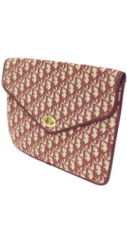 1970s Burgundy Monogram Canvas Envelope Clutch