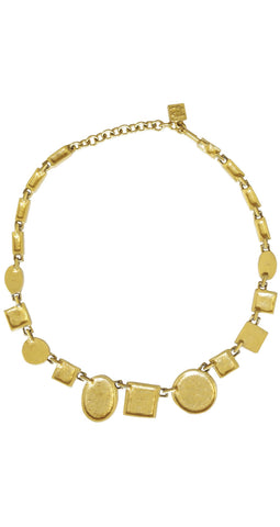 1980s Modernist Enamel Gold Plated Signed Necklace
