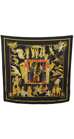 Le Temps Des Marionnettes by Annie Faivre Silk Scarf