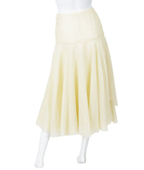 1970s Flowy Cream Gauze High Waisted Midi Skirt