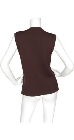 1970s Brown Wool Cable Knit Sweater Vest