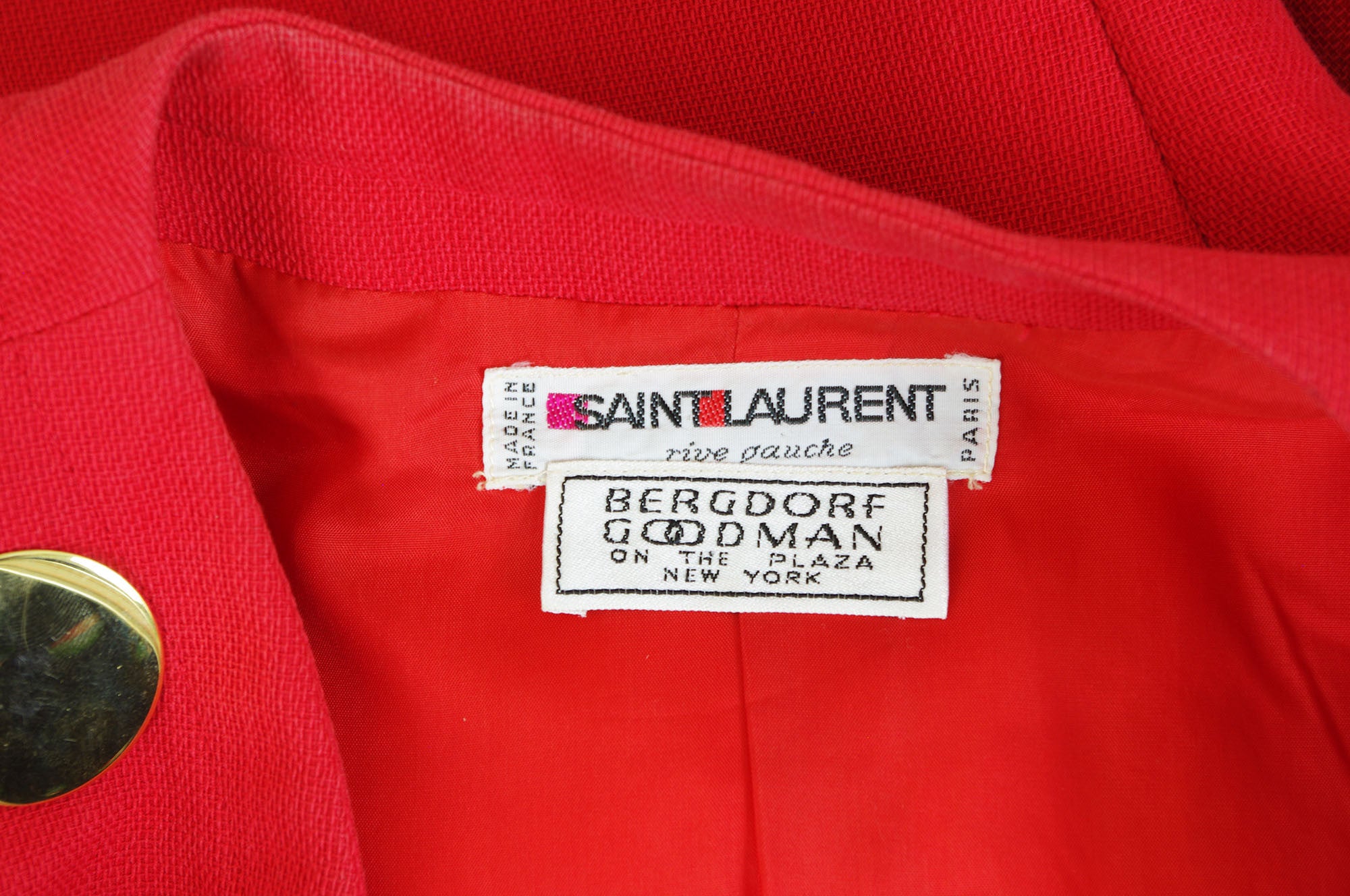 1988 S/S Documented Red Cotton Gold Button Blazer