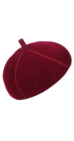 1960s Mod Burgundy Rabbit Felt Beret Hat