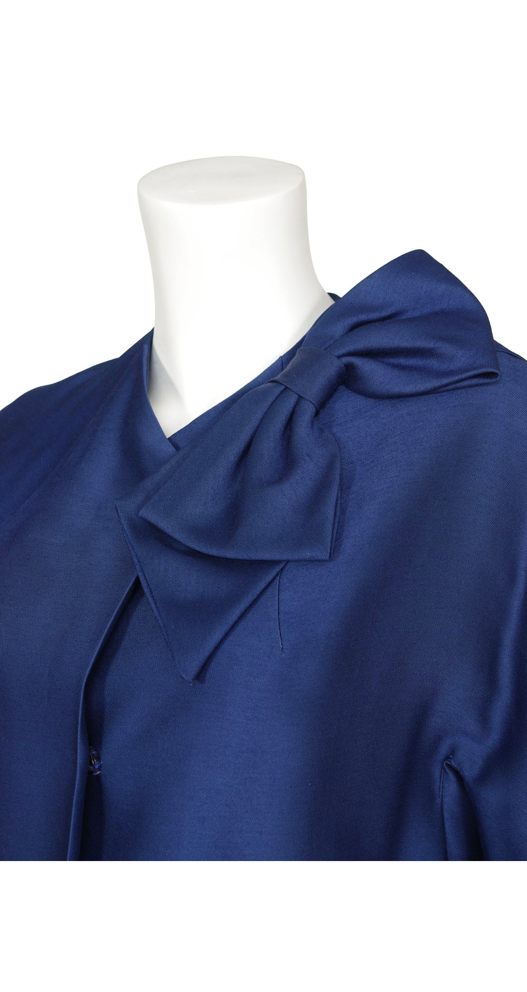 1950s Cobalt Blue Raw Silk Coat w/ Large Bow
