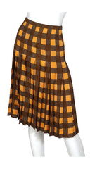 1970s Plaid Silk & Wool Pleated Skirt