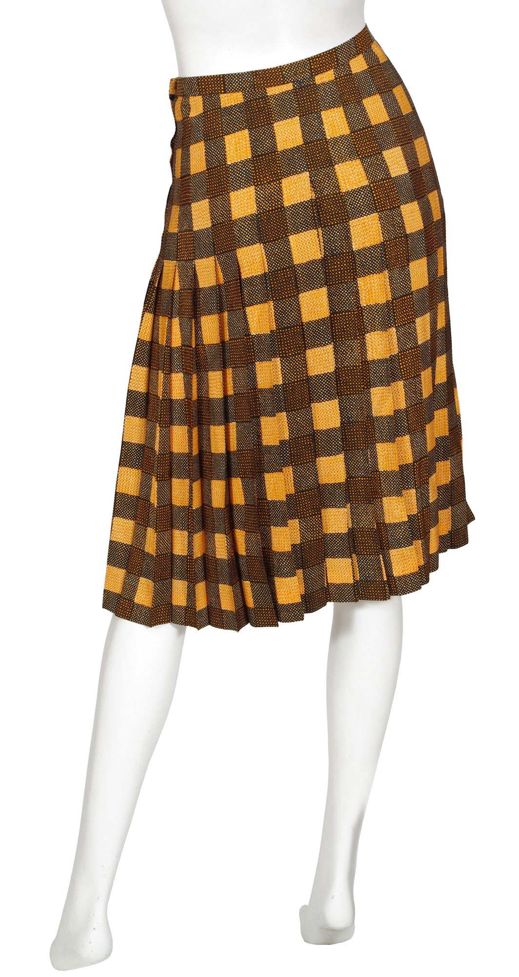 1970s Plaid Silk & Wool Pleated Skirt