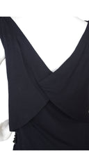 1960s Black Wool Jersey Beaded Cocktail Dress