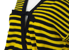 1980s Yellow and Black Striped Wool Dolman Sleeve Sweater
