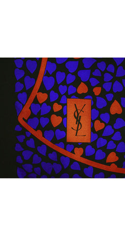 1980s "Love" Heart Print Silk Twill Scarf
