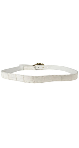 1996 "Tuffy the Turtle" Art Bronze Buckle White Alligator Belt