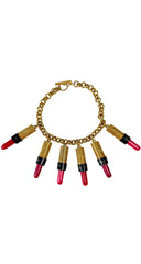 1980s Lipstick Charm Gold-Tone Necklace