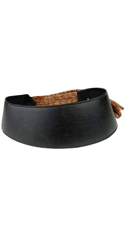 1980s Snakeskin Rope Wide Black Leather Belt