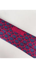 "59 EA" Red & Blue Chain-Link Silk Twill Men's Tie