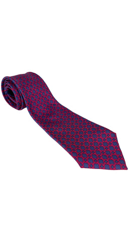 "59 EA" Red & Blue Chain-Link Silk Twill Men's Tie
