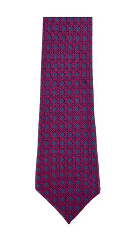 "59 EA" Red & Blue Chain-Link Silk Twill Men's Tie