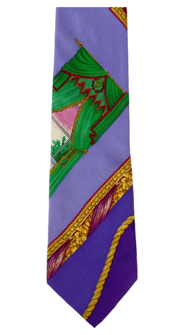 1990s Baroque Window Print Purple Silk Men's Tie