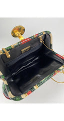 1980s Green & Red Snakeskin Convertible Clutch