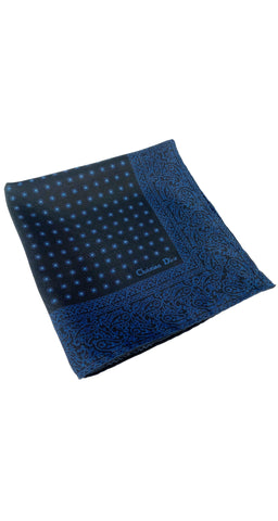 1980s Men's Bandana Print Silk Twill Pocket Square
