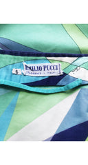 1960s Blue Geometric Cotton Wrap Beach Skirt