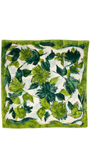 1950s Floral Green & Cream Silk Twill Scarf