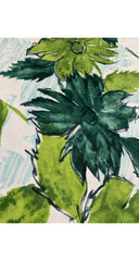 1950s Floral Green & Cream Silk Twill Scarf