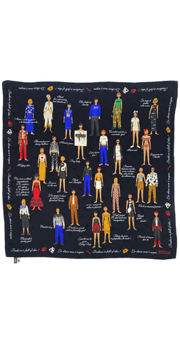 2000s Outfit Novelty Print Black Jacquard Silk Scarf