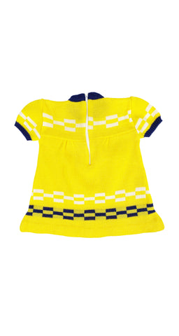 1970s NOS Girl's Yellow Knit Dress 3M