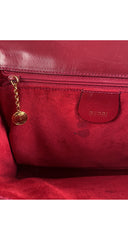 1990s Dark Red Leather Buckle Crossbody Bag