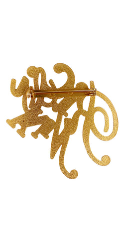 1990s Signature Gold-Tone Metal Brooch