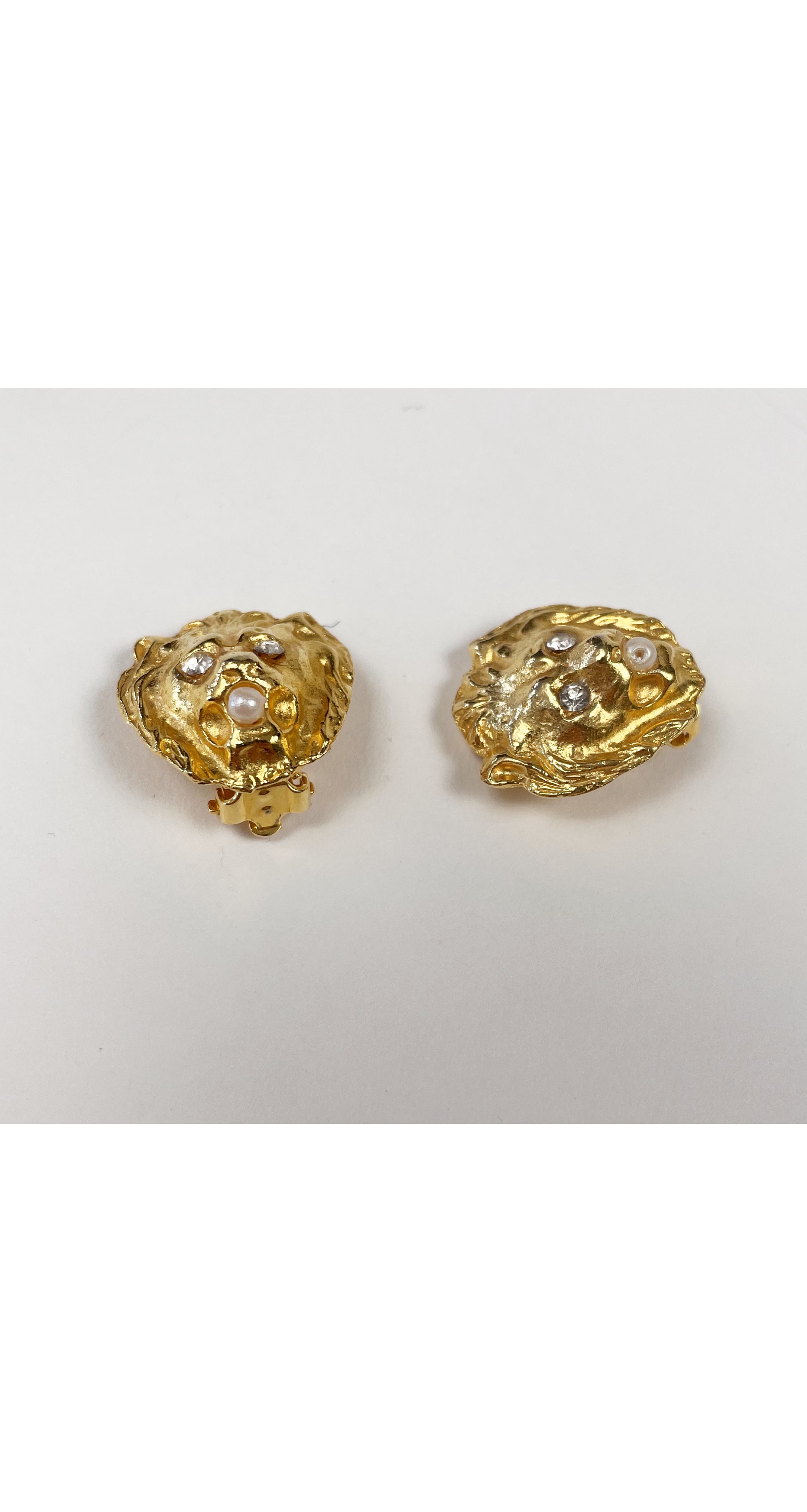 1980s Lion Head Figural Gold-Tone Clip-On Earrings