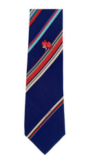1970s Flower Striped Navy Silk Men's Tie