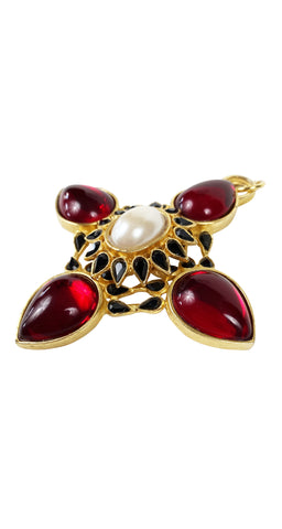 1980s Deadstock Faux Jewel Gold-Tone Pendant