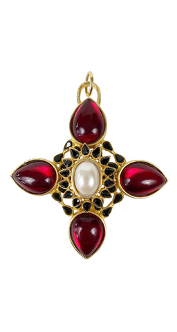 1980s Deadstock Faux Jewel Gold-Tone Pendant