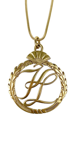 1980s Large Gold-Tone Logo Pendant Necklace