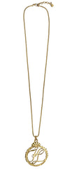 1980s Large Gold-Tone Logo Pendant Necklace
