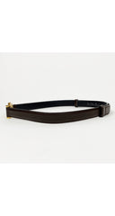 1980s "X" Logo Buckle Brown Leather Adjustable Belt