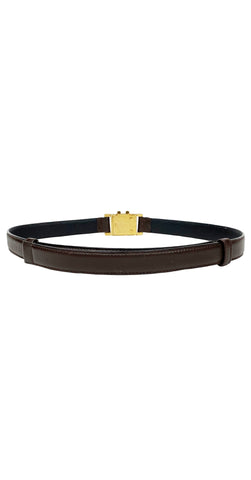 1980s "X" Logo Buckle Brown Leather Adjustable Belt