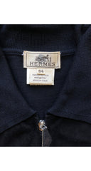 1990s Men's Black Suede & Navy Wool Sweater