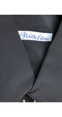 1980s Men's Black & Cream Striped Silk Collared Shirt