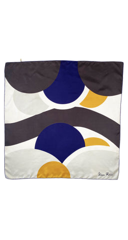 1960s Mod Geometric Print Silk Twill Scarf