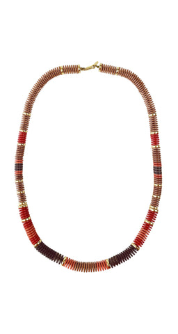 1970s Earth Tone Plastic Disc Beaded Necklace