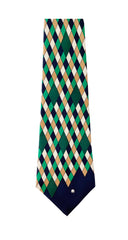 1970s Green Argyle Silk Twill Wide Necktie