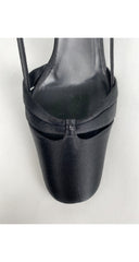 1990s Logo Black Silk Strappy Heels