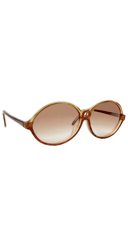 1970s R-Shaped Brown Marble Oval Sunglasses
