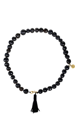1990s Beaded Velvet Tassel Belt