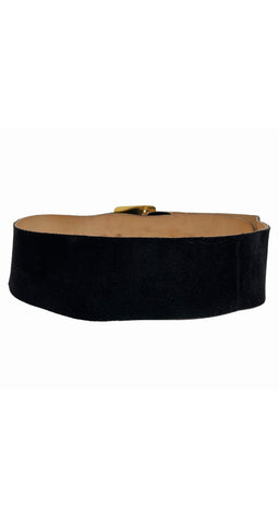 1970s Modernist Gold & Silver Black Suede Belt