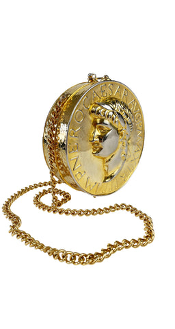 1970s Ancient Roman Coin Gold Metal Purse